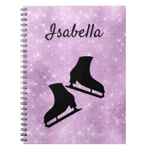 Caderno Espiral Notebook de skate de gelo skate brilho roxo