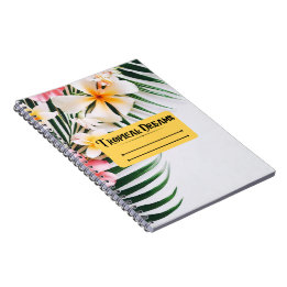 Caderno Espiral Notebook de sonhos tropicais bonitos