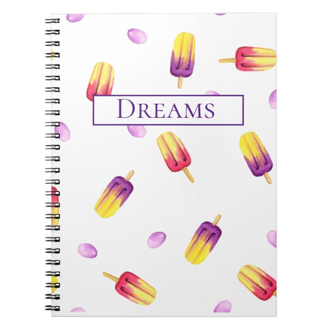 Caderno Espiral Notebook de Sorvetes de aquarelas cúbicas (Frente)