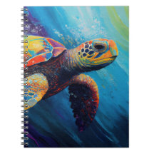 Notebook de tartaruga marinha aquosa
