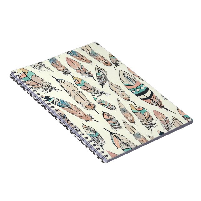 Caderno Espiral Notebook de Tecido de pena boêmica (Lado Direito)