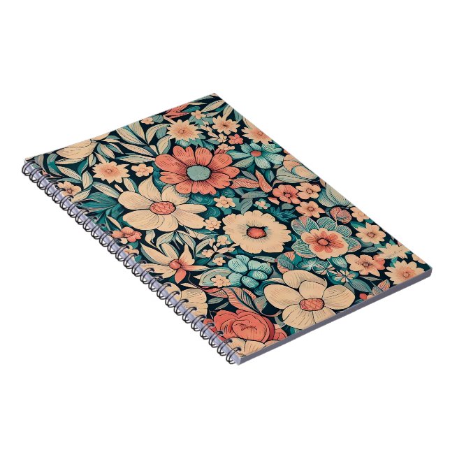 Caderno Espiral Notebook de Tecido Flor Bohemian (Lado Direito)