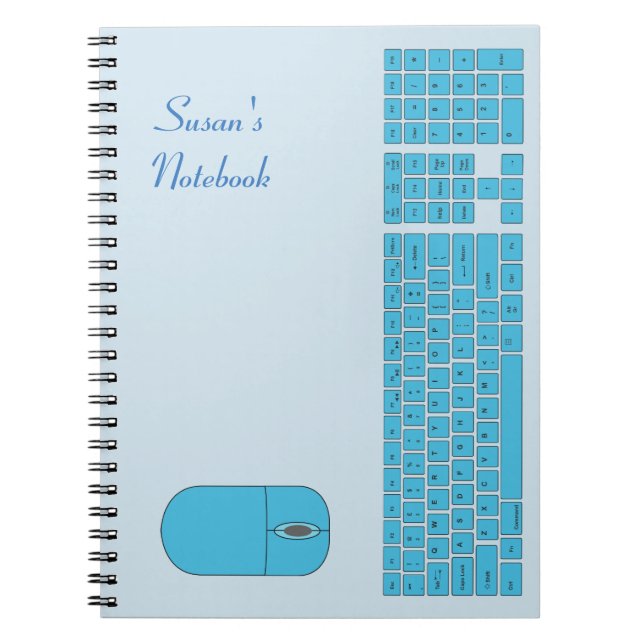 Caderno Espiral Notebook de teclado e mouse azul (Frente)
