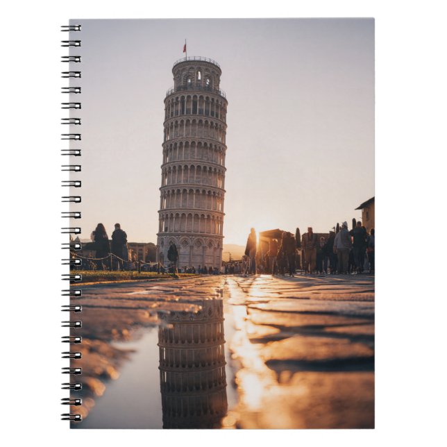 Caderno Espiral Notebook de torre sunset Pisa reflexivo (Frente)