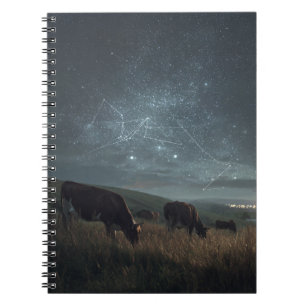 Caderno Espiral Notebook de Vaca Cósmica Starry Field
