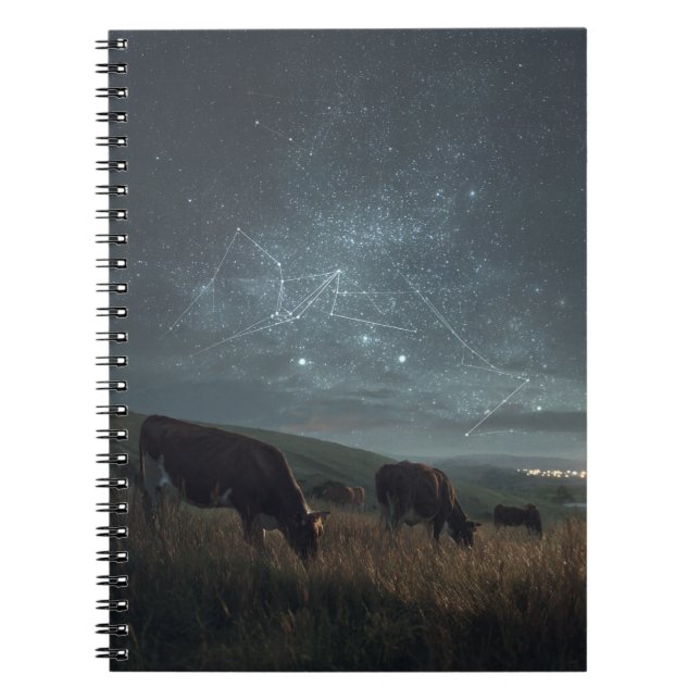 Caderno Espiral Notebook de Vaca Cósmica Starry Field (Frente)