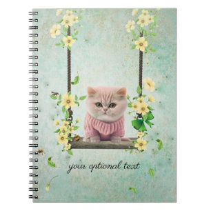 Caderno Espiral Notebook de videira Flor Rosa Nadando