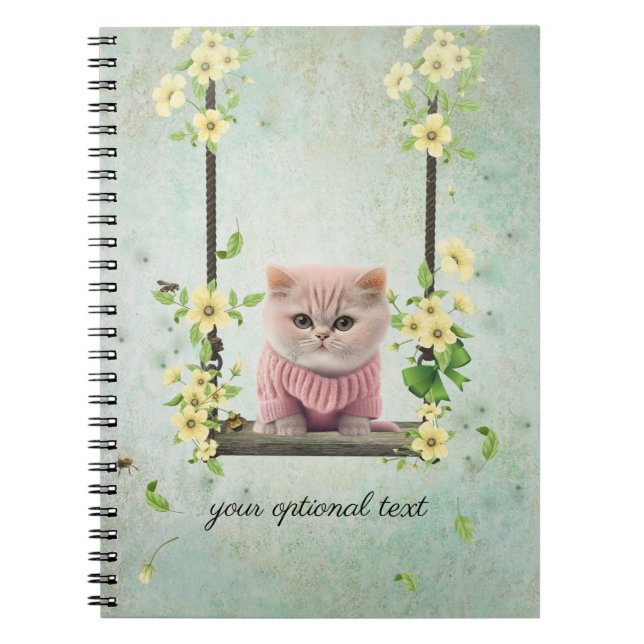 Caderno Espiral Notebook de videira Flor Rosa Nadando (Frente)