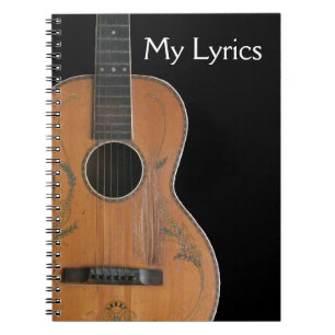 Caderno Espiral Notebook de violão acústico antigo