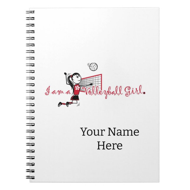 Caderno Espiral Notebook de vôlei de moça bonita (Frente)