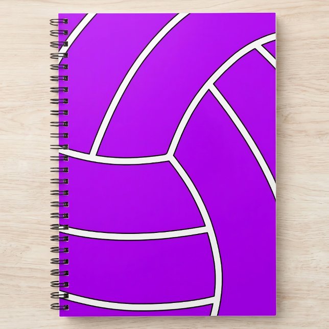 Caderno Espiral Notebook de voleibol de cor personalizada (Custom color volleyball notebook on desk. Great for volleyball players, coaches and fans.)