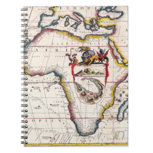 Caderno Espiral Notebook decorativo e antigo mapa africano
