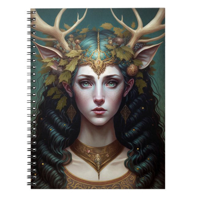 Caderno Espiral Notebook Deer Lady Fantasy Art (Frente)