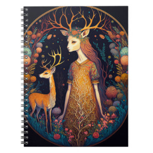 Caderno Espiral Notebook Deer Lady Fantasy Art