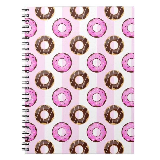 Caderno Espiral Notebook Delicioso Rosquinha Pink Stripes (Frente)