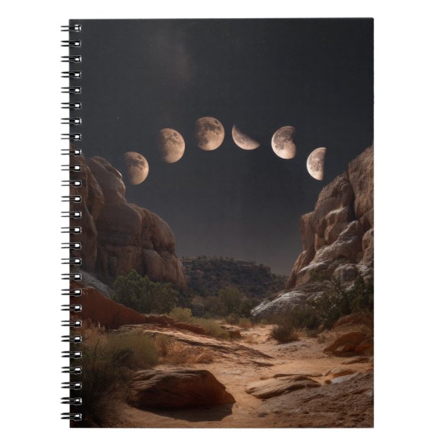 Caderno Espiral Notebook Desert Moon Fases da Noite (Frente)