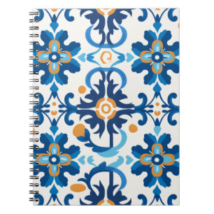 Caderno Espiral Notebook Detalhado Azul e Marrom