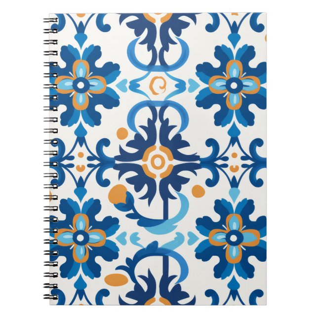 Caderno Espiral Notebook Detalhado Azul e Marrom (Frente)