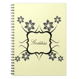 Caderno Espiral Notebook Deusa Floral, Cinza Escura