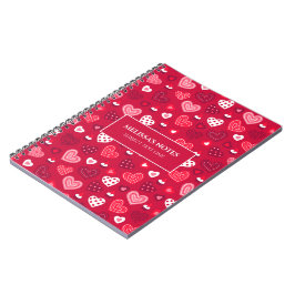 Caderno Espiral Notebook Dia de os namorados Red & White Heart