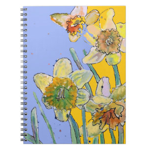 Caderno Espiral Notebook Diário Daffodil Watercolor