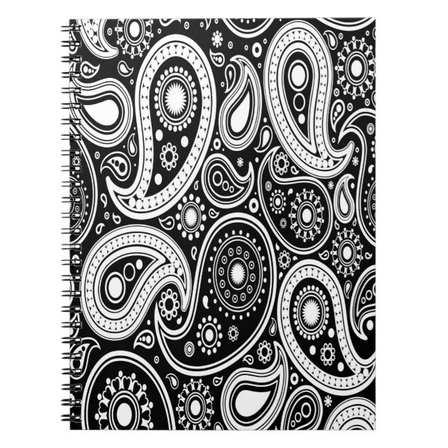 Caderno Espiral Notebook/Diário em preto-e-branco (Frente)