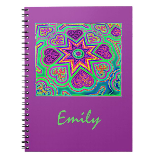 Caderno Espiral Notebook/Diário Mint & Raspberry Heart (Frente)