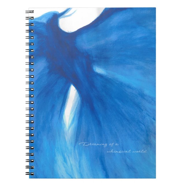 Caderno Espiral Notebook/ Diário Phoenix pintado com tinta azul (Frente)
