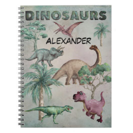 Caderno Espiral Notebook Dino Dinosaur de Nome Personalizado para 