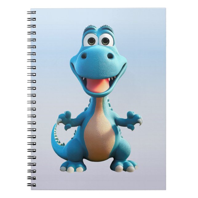 Caderno Espiral Notebook Dinossauro Bonito 6,5 x 8,75 Polegadas (Frente)