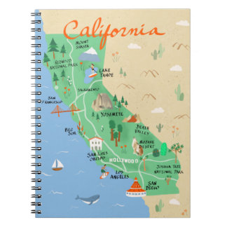 Caderno Espiral Notebook do California Map