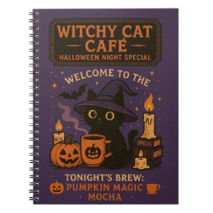 Caderno Espiral Notebook do Castelo da Bruxa de Halloween - Noite 