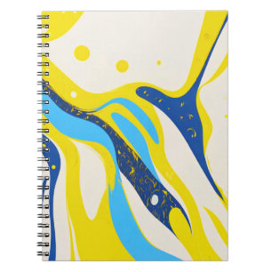 Caderno Espiral Notebook do Designer - Abstrato Amarelo e Arte Azu