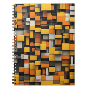 Caderno Espiral Notebook do designer com amarelo e preto geométric
