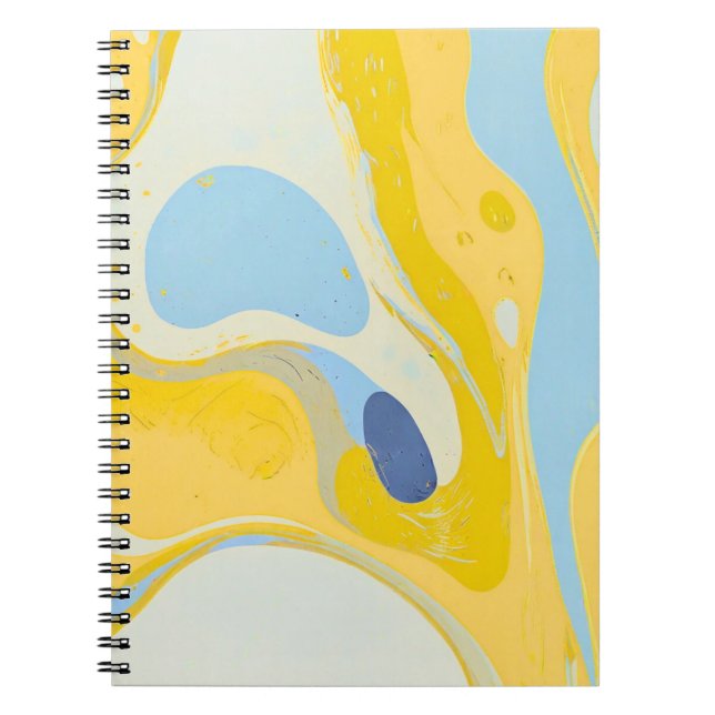 Caderno Espiral Notebook do Designer com Arte Amarela e Azul (Frente)