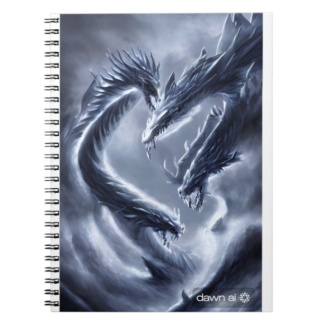 Caderno Espiral notebook do dragão de gelo e raios (Frente)