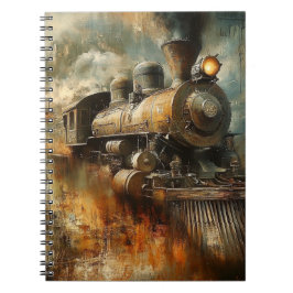 Caderno Espiral Notebook do motor do comboio abstrato Vintage