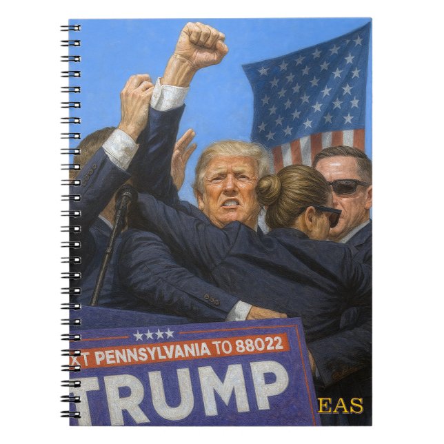 Caderno Espiral Notebook Donald Trump Icic Fist - Monograma de fot (Frente)