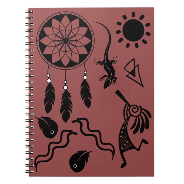 Caderno Espiral Notebook Doodle Native American Kokopelli (Frente)