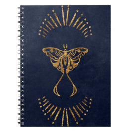 Caderno Espiral Notebook Dourado azul Místico e Elegante