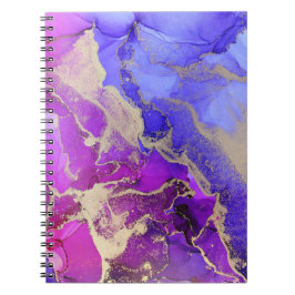 Caderno Espiral Notebook Dourado, azul-rosa, roxo, cor-de-rosa