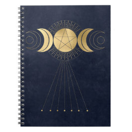 Caderno Espiral Notebook Dourado azul Triplo
