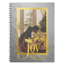 Notebook Dourado e prata fotográfica de Natal