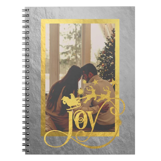 Caderno Espiral Notebook Dourado e prata fotográfica de Natal (Frente)