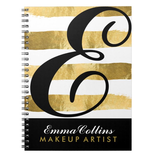 Caderno Espiral Notebook Dourado e preto personalizável (Frente)