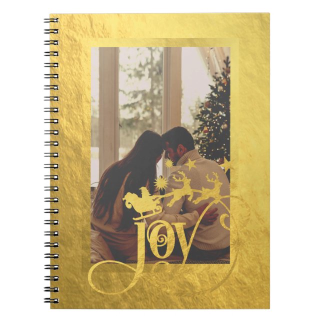 Caderno Espiral Notebook Dourado espiral com fotos de Natal (Frente)