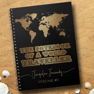 Caderno Espiral Notebook Dourado Glitter World Traveler