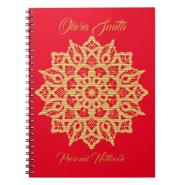 Caderno Espiral Notebook dourado Mandala (Frente)
