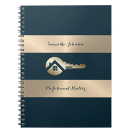 Caderno Espiral Notebook Dourado moderno Blue Spruce Real Estate