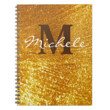 Notebook Dourado monograma personalizado